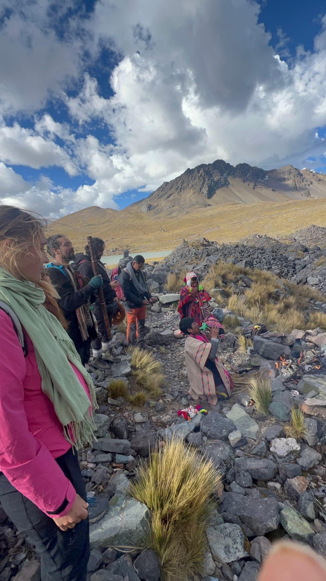 Andean offering and fire circle held in the Ausangate mountains